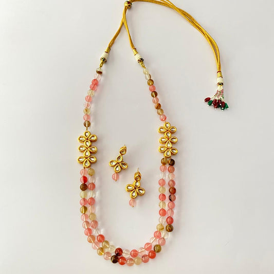 Kundan Gold Plated Floral Double layer Necklace Set