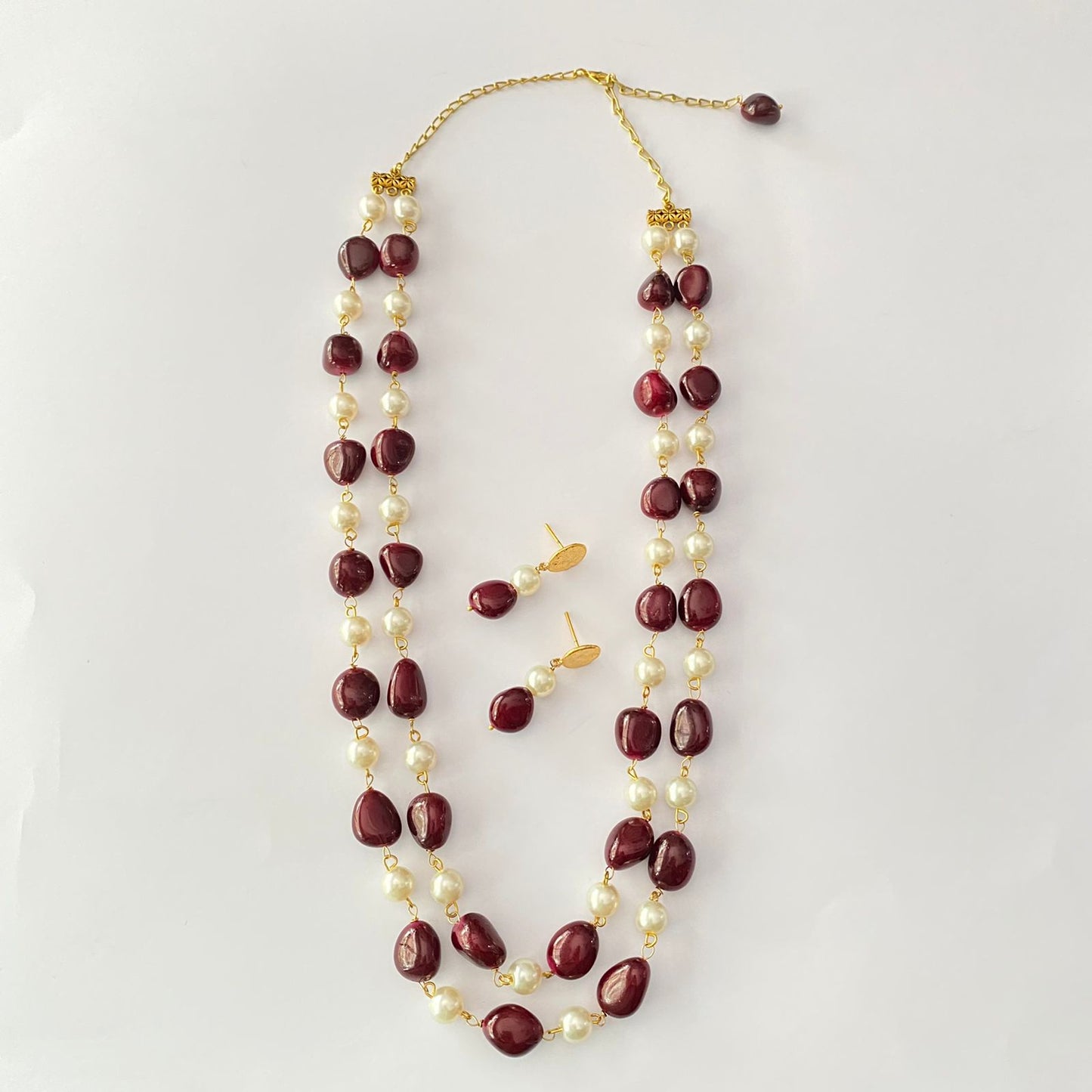 Ruby & Pearl Tumble Necklace Set