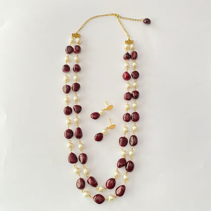 Ruby & Pearl Tumble Necklace Set