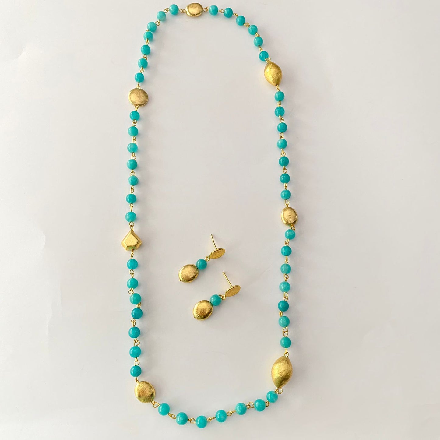 Firoza Stone Long Necklace Set