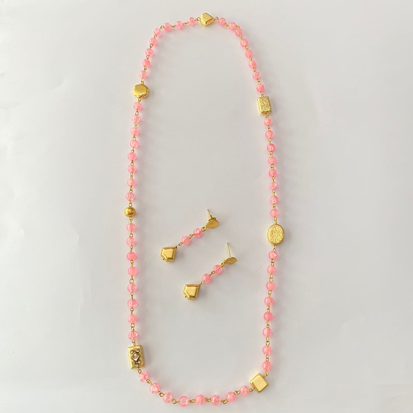 Baby Pink Stone Necklace Set