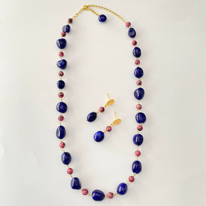 Blue Onyx Long Western Necklace Set