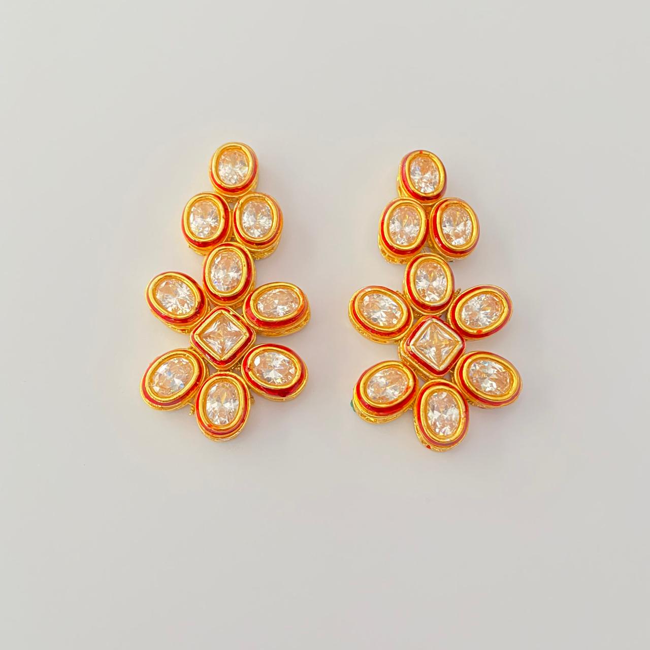 Gold Plated Floral Kundan Pachi Earring