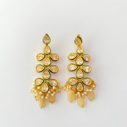 Emerald Kundan Long Earring