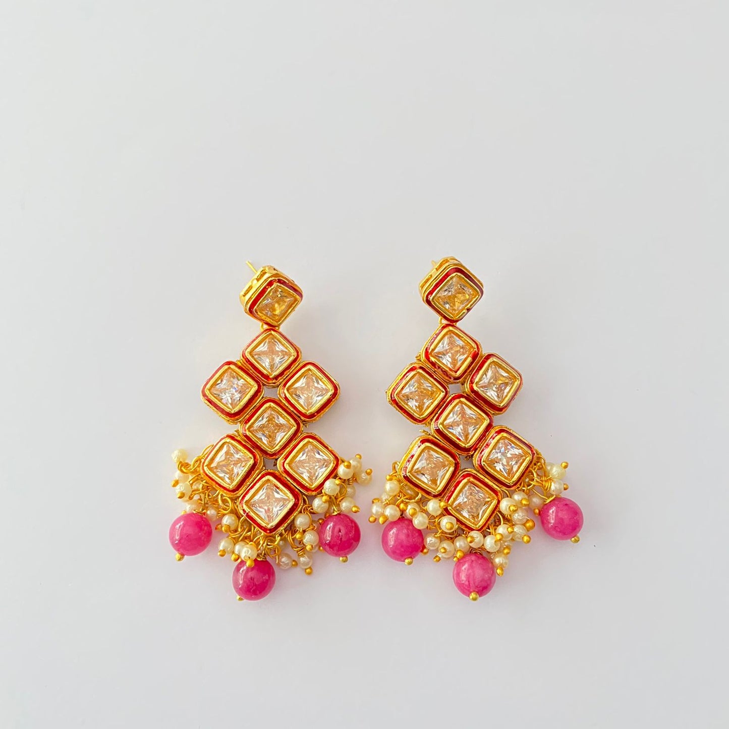 Ruby Kundan Drop Pearl Earring