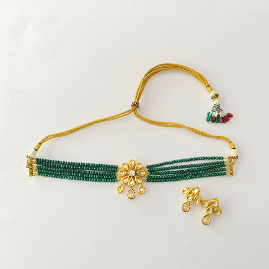 Emerald Beads Kundan Choker