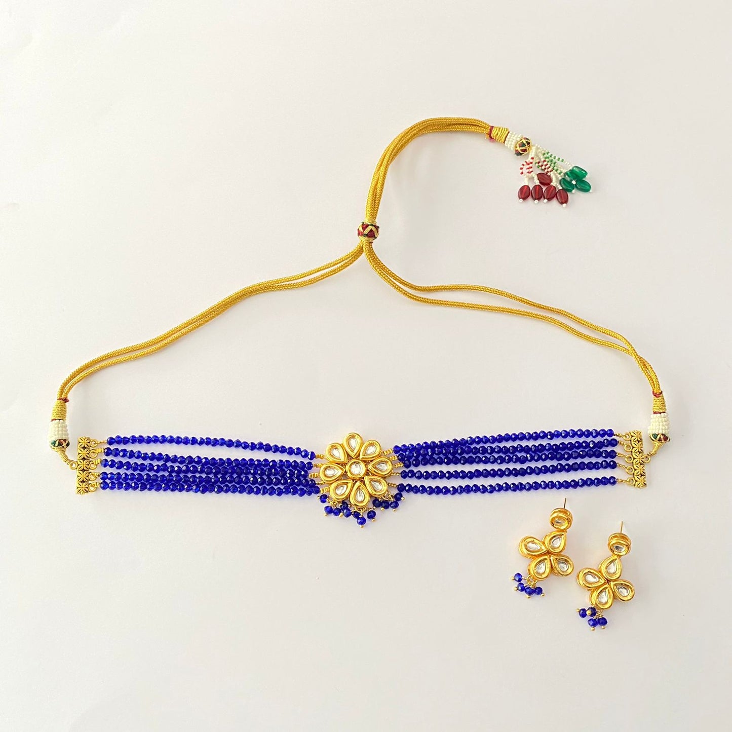 Blue Beads Kundan Choker Set