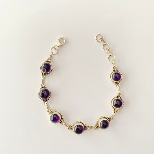 Amethyst  Pure silver 92.5 Bracelet.