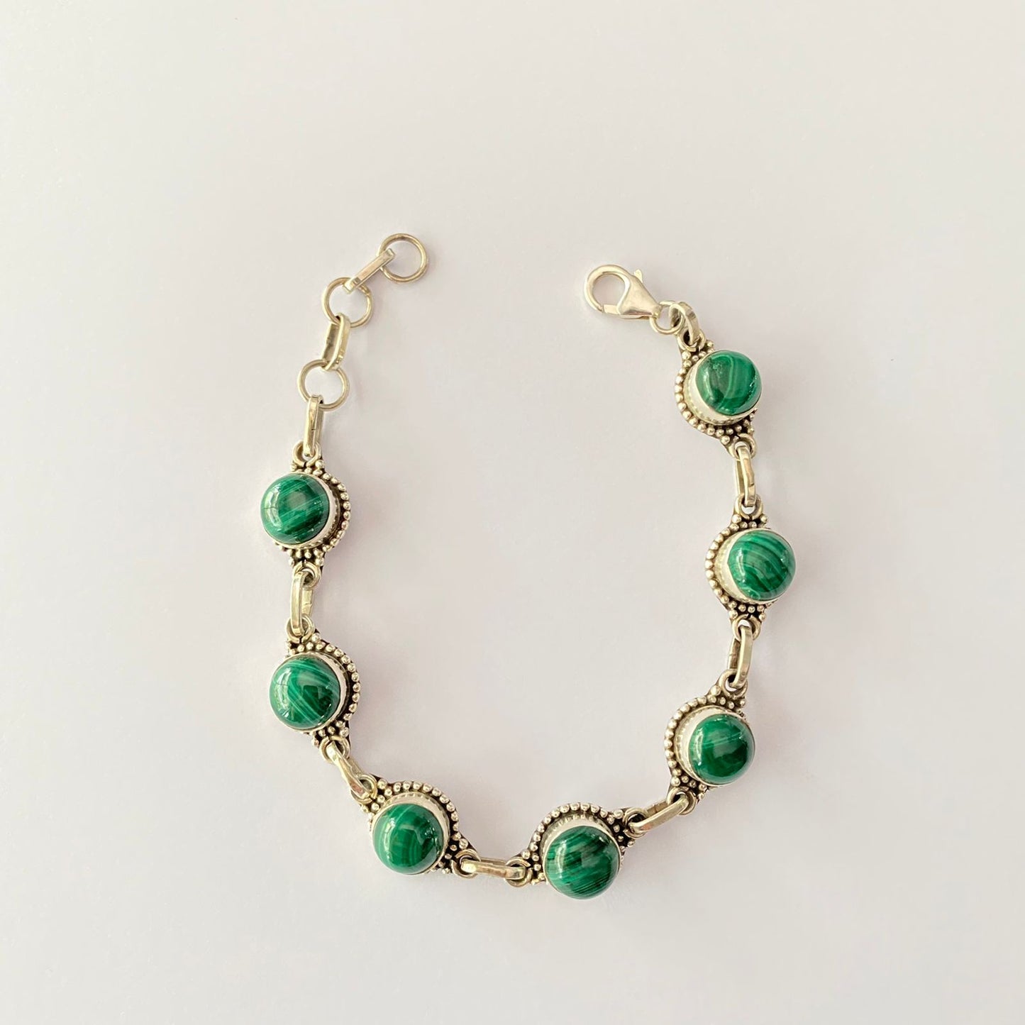 Emerald  Pure silver 92.5  Adjustable Bracelet