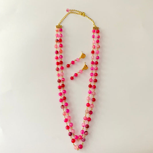 Ruby Stone Double Line Necklace