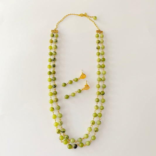 Peridot Stone Necklace Set