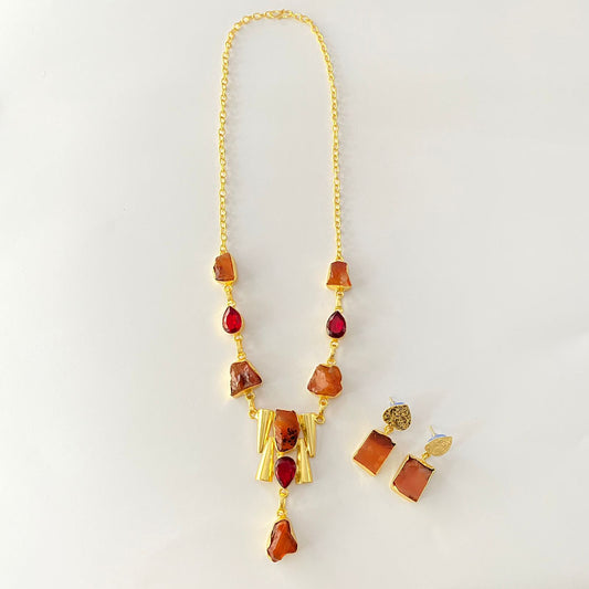 Brown Baroque Gold Plated Necklace Set