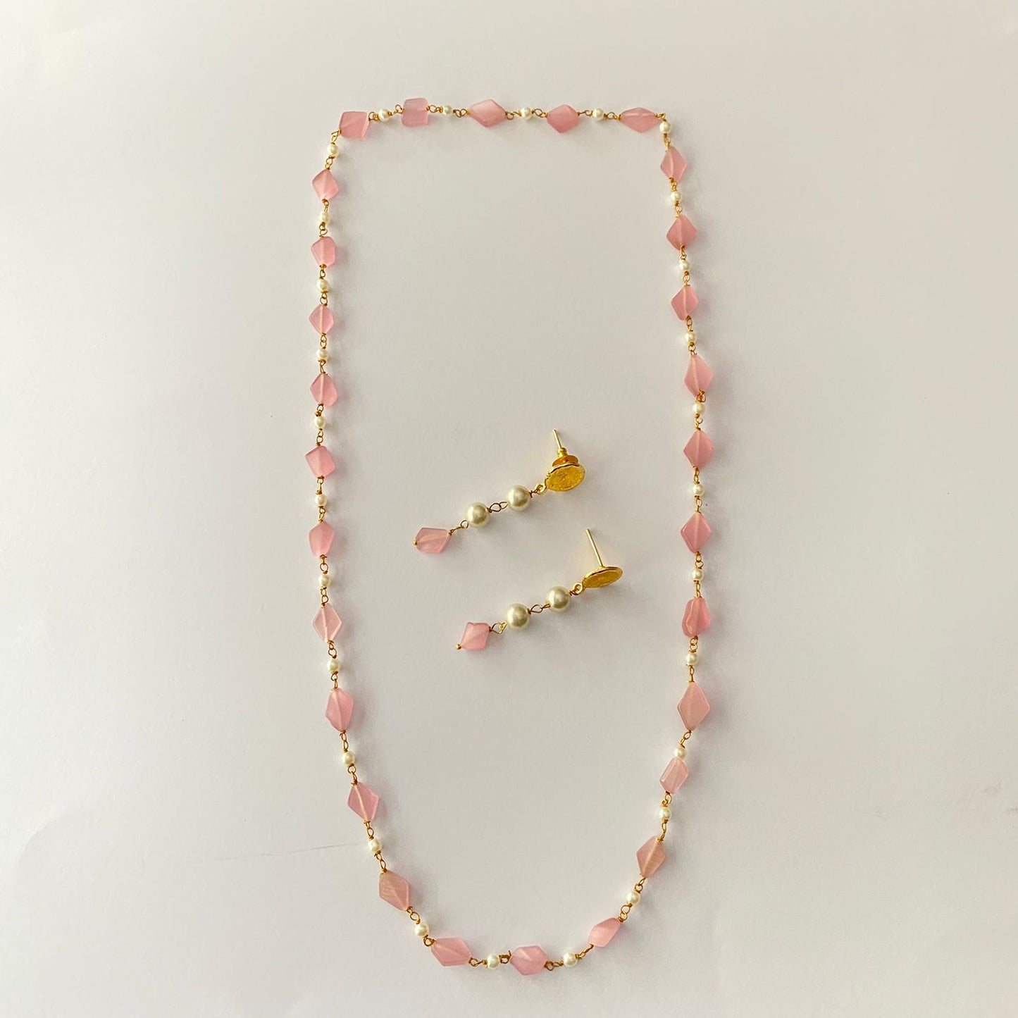 Baby Pink Stone Necklace Set