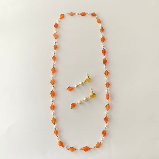 Orange Stone Necklace Set