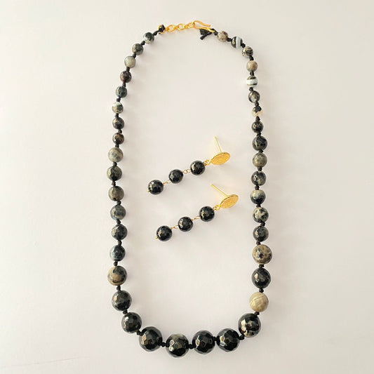 Black Stone Necklace Set