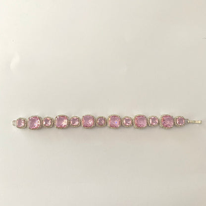 Baby Pink Diamond Silver Plated Bracelet