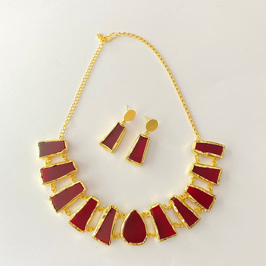 Gold Plated Ruby Candy Necklace Set