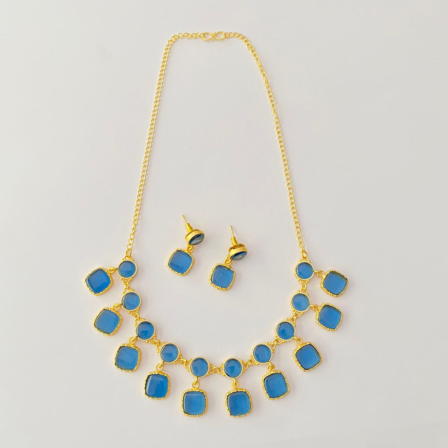 Gold Plated Blue Candy Necklace Set