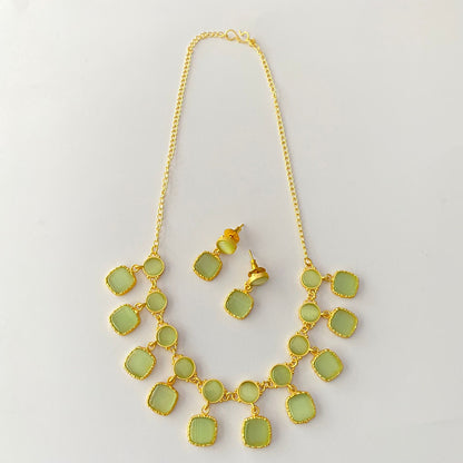 Gold Plated Mint Green Candy Necklace