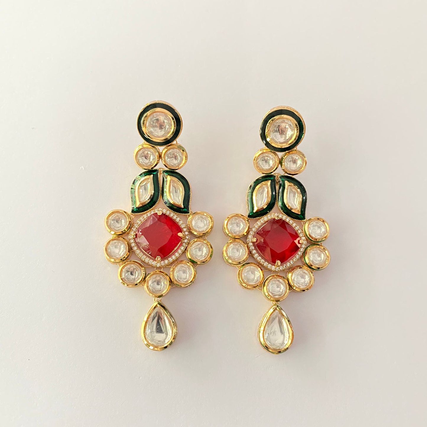 Ruby Stone Kundan Polki Earring