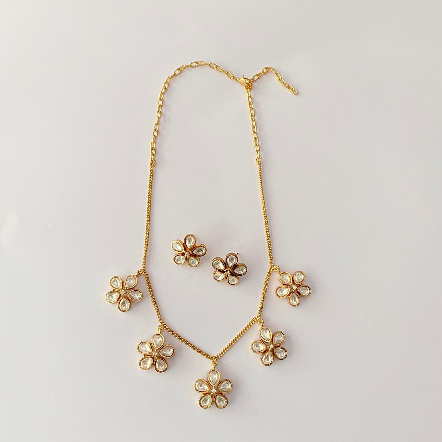 Gold Plated Floral Necklace Set