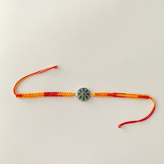 Emerald Pure Silver Rakhi