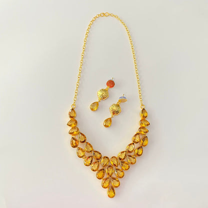 Gold Plated Yellow Stone Necklace