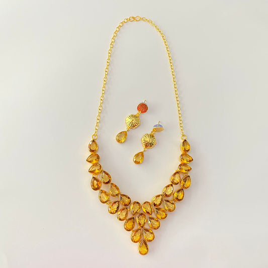 Gold Plated Yellow Stone Necklace