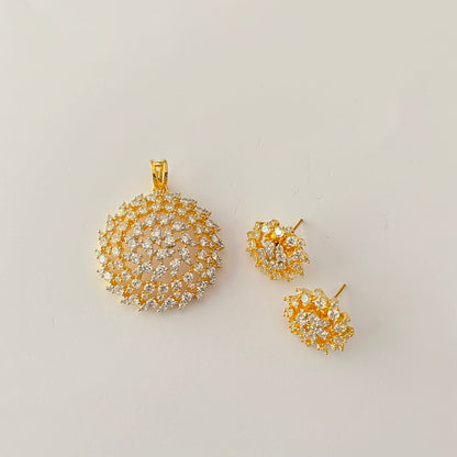 Gold Plated Diamond Pendant Set