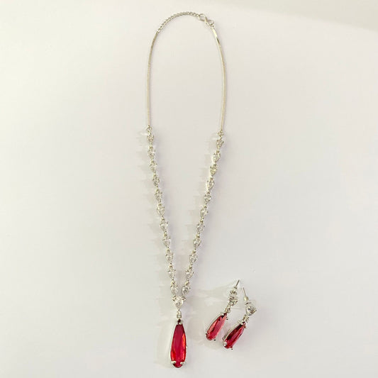 Ruby Diamond Sleek Necklace Set