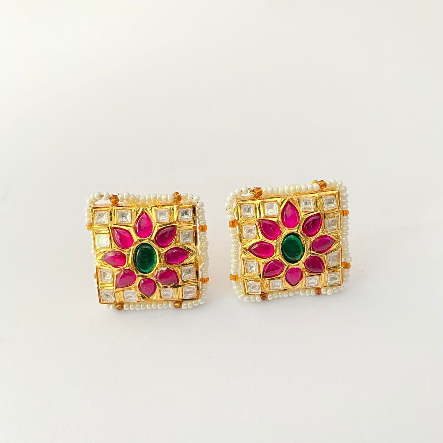 Gold Plated Ruby Stud