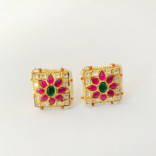 Gold Plated Ruby Stud