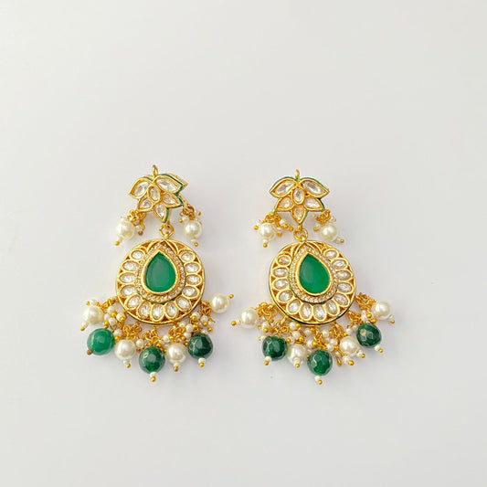 Gold Plated Emerald Earring