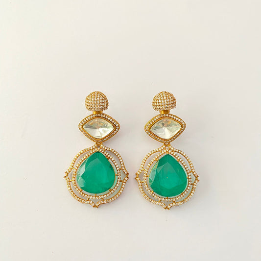 Emerald Polki Gold Plated Earring