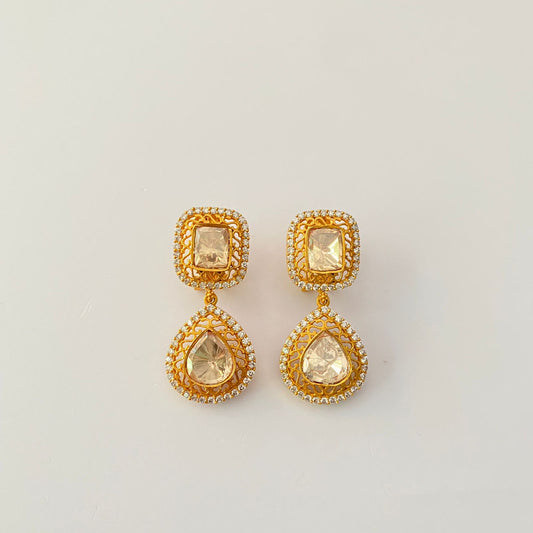 Polki Diamond With Back Clip Earring