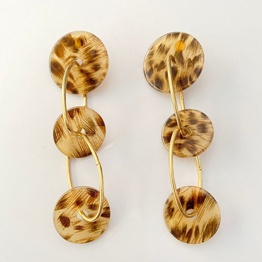 Western long light weight leopard print earring