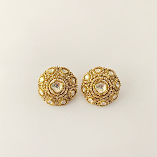 Gold Plated Polki Diamond Stud