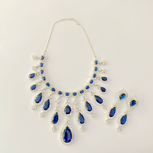 Diamond Blue Necklace Set