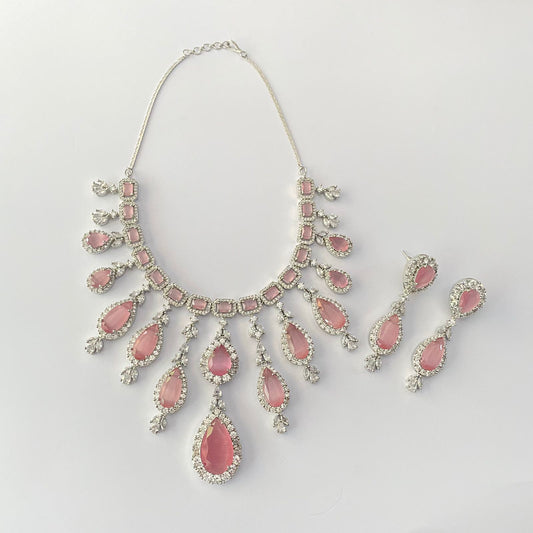 Baby Pink Diamond Necklace Set