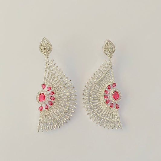 Ruby Diamond Silver Plated Earring