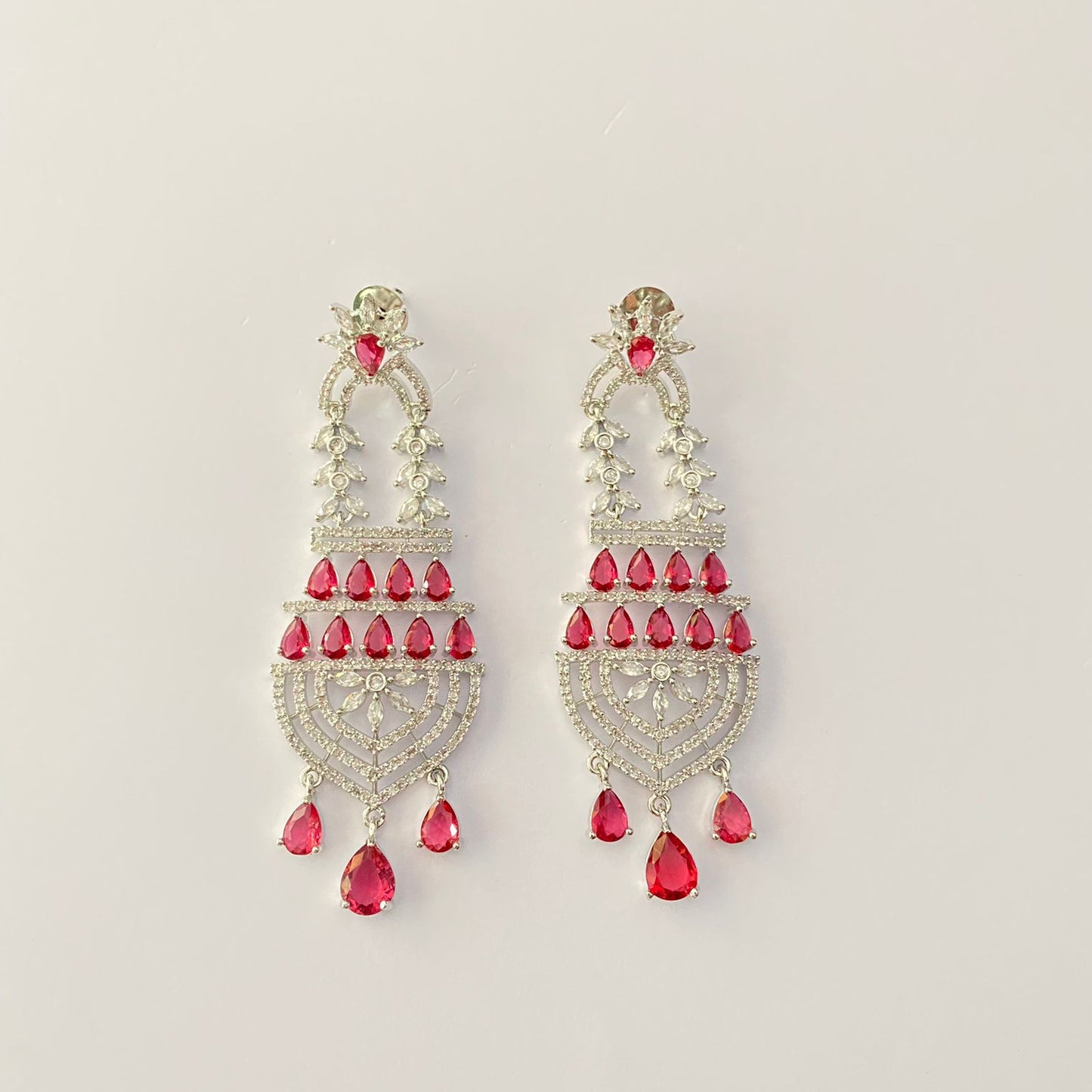 Ruby Diamond Silver Plated Earring