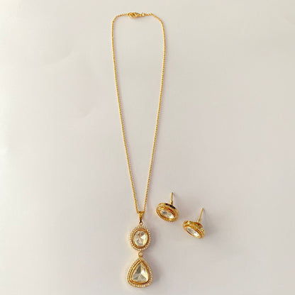 Gold Plated Polki Pendant Set