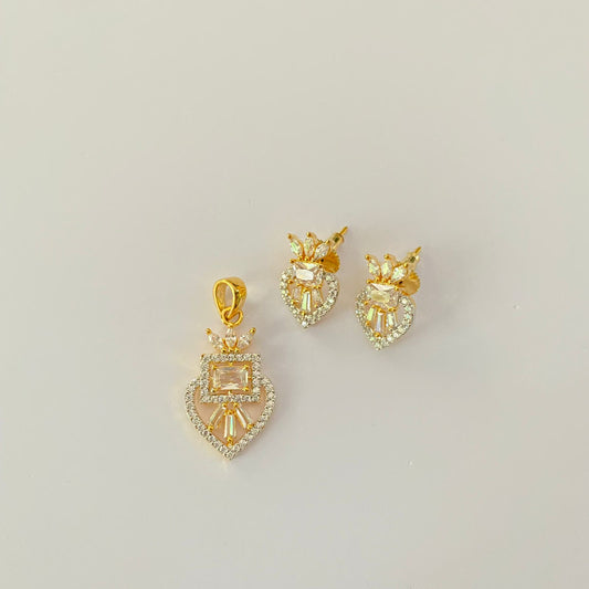 Gold Plated Diamond Pendant Set