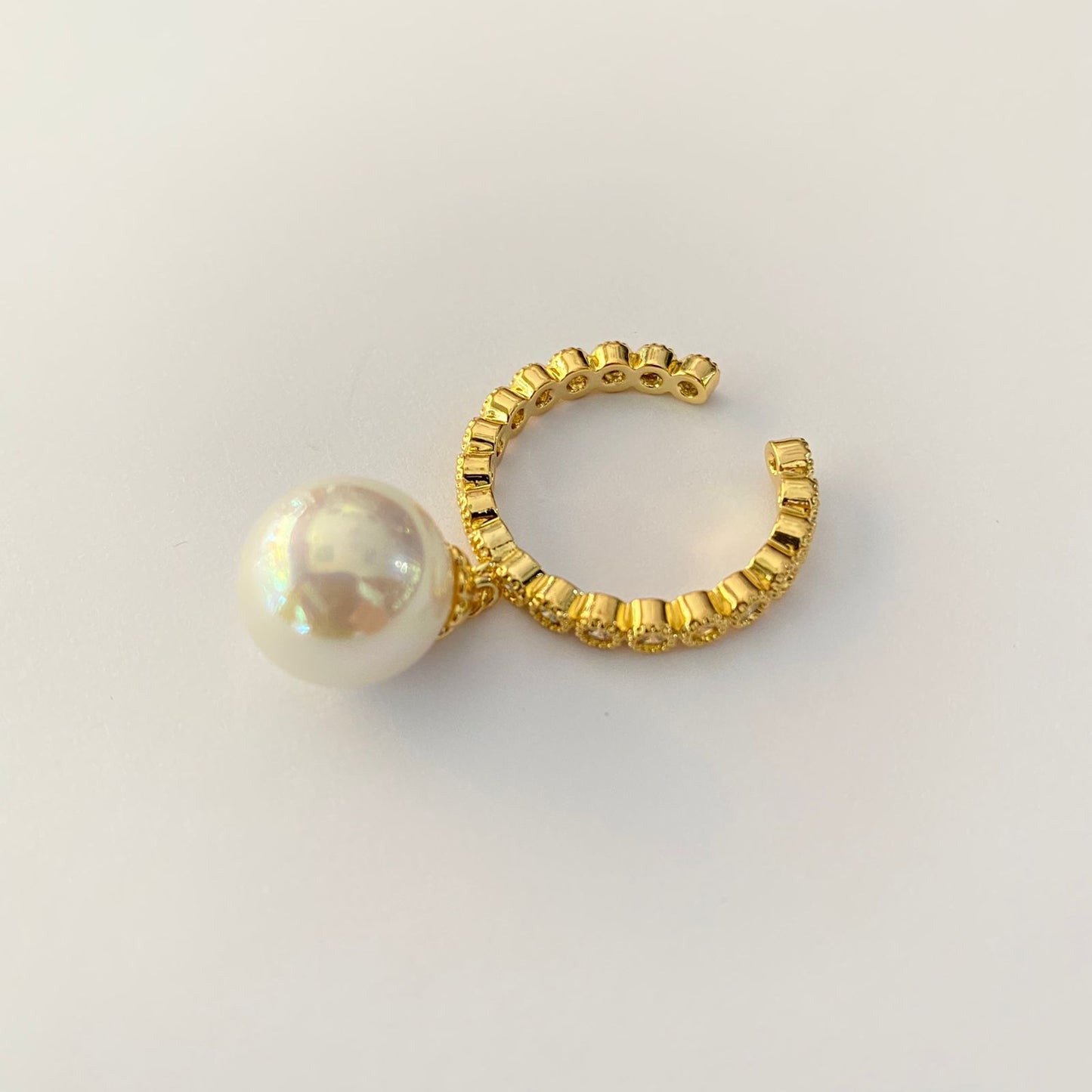 Western Gold Plated pearl Drop  Single Band Adjustable Ring