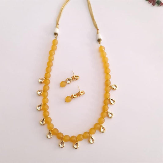 Yellow Stone Drop Kundan Necklace