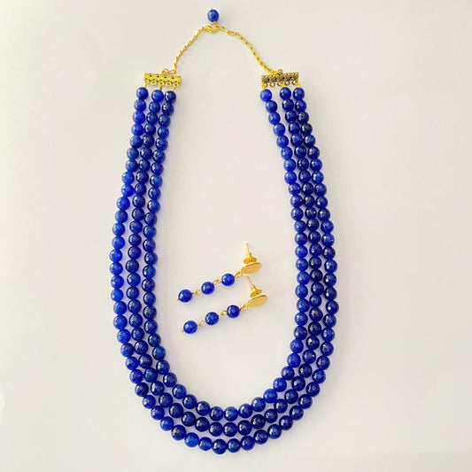 Blue Stone Three Line Necklace