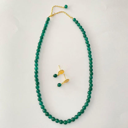 Emerald Single Line Necklace Set
