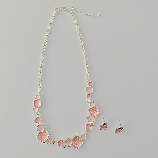 Light Pink Silver Plated Western  Necklace