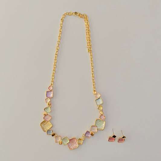 Western Multi Colour Gold Plated light colour Necklace