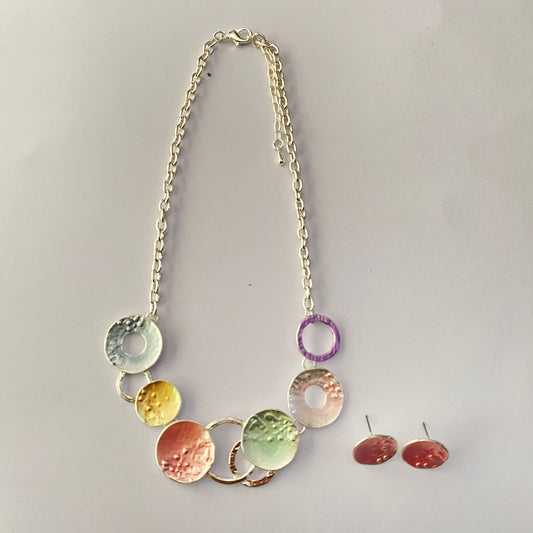 Western Multi Colour Silver Plated Necklace